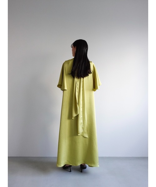 sahara（サハラ）の「Slit Neck Silky Dress/スリットネックシルキードレス（ワンピース・レディース・ライトブルー/イエロー系その他/ブラック・FREE）」の10枚目の写真