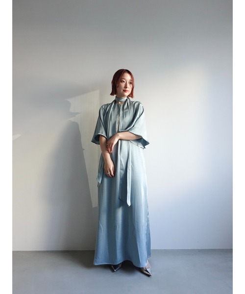 sahara（サハラ）の「Slit Neck Silky Dress/スリットネックシルキー