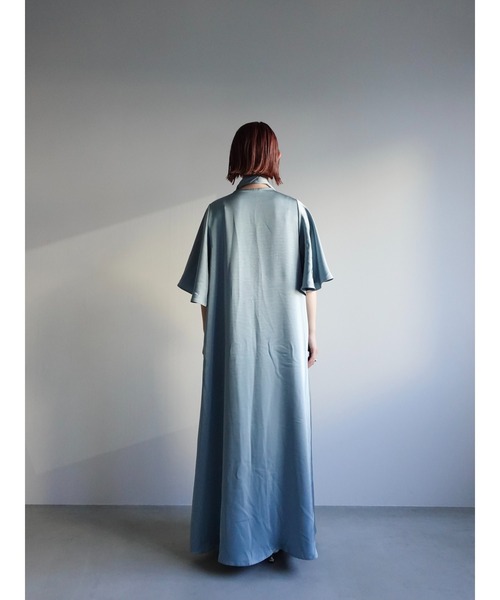 sahara（サハラ）の「Slit Neck Silky Dress/スリットネックシルキードレス（ワンピース・レディース・ライトブルー/イエロー系その他/ブラック・FREE）」の18枚目の写真