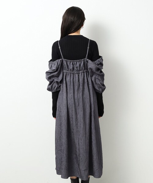 タグ付き♡OHGA LADY ネイビー セール】2WAY ジャカードライクワンピース【洗濯機洗い可
