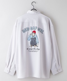 【UNIIT × RED CAP GIRL】 ナチュラルストレッチ バルーンスリーブ ルーズシルエット バック刺繍シャツ