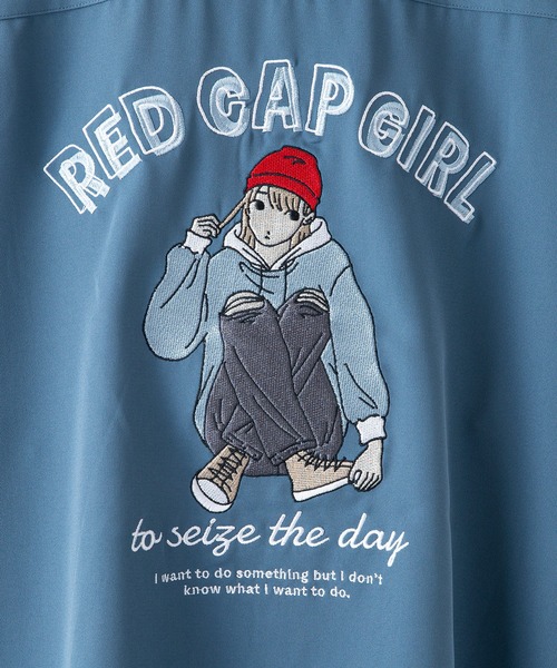 Red Cap Girl（レッドキャプガール）の「【UNIIT × RED CAP GIRL】 ナチュラルストレッチ バルーンスリーブ ルーズシルエット バック刺繍シャツ（シャツ/ブラウス・メンズ・ブラック/ホワイト/ブルー/グレー/グレイッシュブルー・LARGE/MEDIUM）」の17枚目の写真