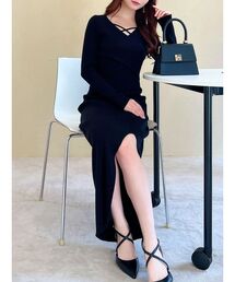 RESEXXY | ダブルクロスニットワンピース(ワンピース)