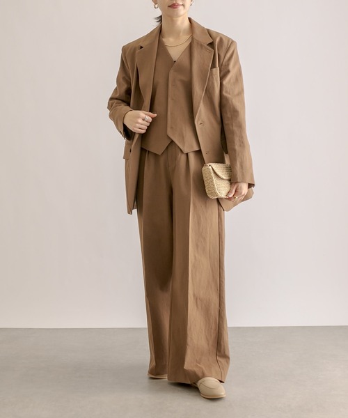 RIVE DROITE（リヴドロワ）の「セットアップ可能/リネンコットンワイドパンツ（その他パンツ・レディース・ベージュ/ブラウン・38/36）」の11枚目の写真