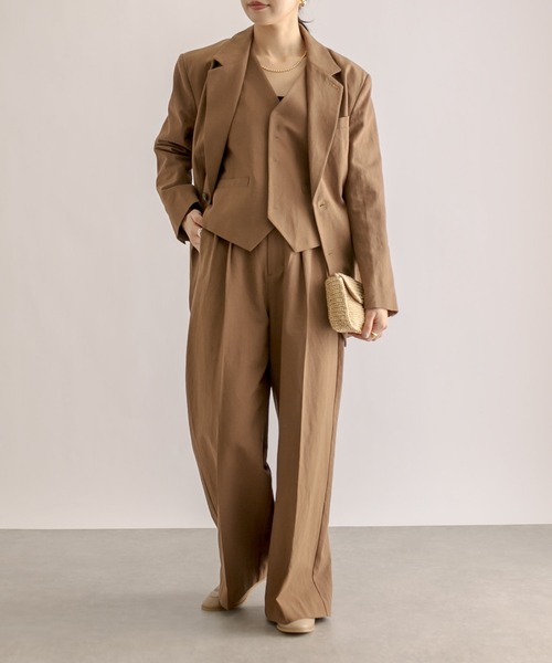 RIVE DROITE（リヴドロワ）の「セットアップ可能/リネンコットンワイドパンツ（その他パンツ・レディース・ベージュ/ブラウン・38/36）」の3枚目の写真