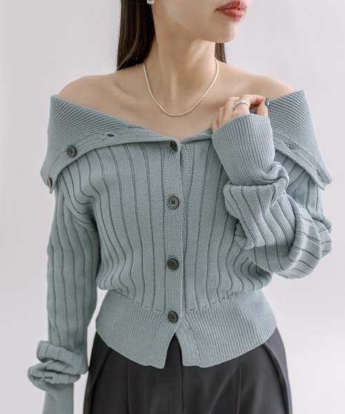 mline（エムライン）の「[mline]2WAYボタンカーディガン（カーディガン/ボレロ・レディース・ベージュ/グリーン/アイボリー/ブルー・FREE）」の4枚目の写真