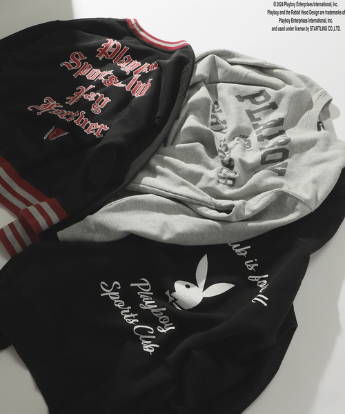 PLAYBOY（プレイボーイ）の「【PLAYBOY / プレイボーイ】別注 P.B Sports Club プリントスウェット（スウェット・メンズ・ブラック/グレー・MEDIUM/LARGE）」の21枚目の写真