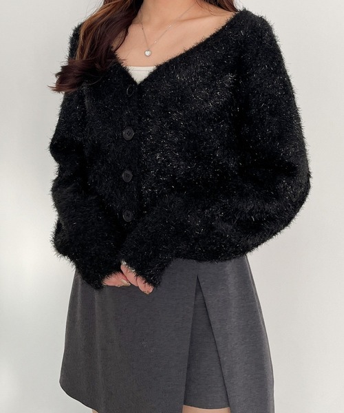 Heather（ヘザー）の「3WAYラメニットカーディガン　106380（カーディガン/ボレロ・レディース・ブラック/オフホワイト/グレー・FREE）」の4枚目の写真