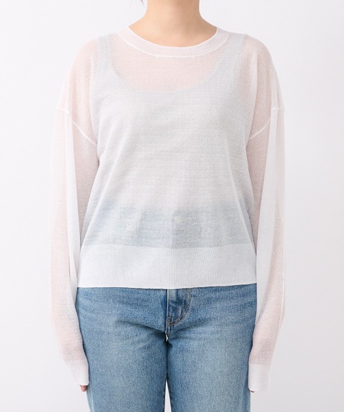 RIVE DROITE(リヴドロワ)の「シアークレープニット(ニット/セーター・レディース・サックスブルー/オフホワイト/グレー・FREE)」の18枚目の写真