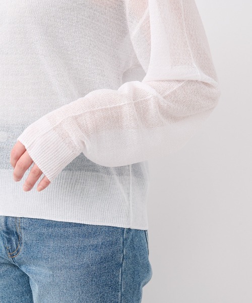 RIVE DROITE(リヴドロワ)の「シアークレープニット(ニット/セーター・レディース・サックスブルー/オフホワイト/グレー・FREE)」の4枚目の写真