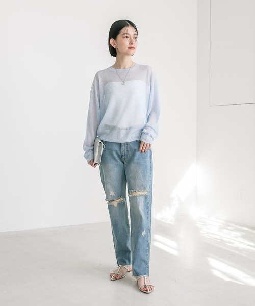 RIVE DROITE(リヴドロワ)の「シアークレープニット(ニット/セーター・レディース・サックスブルー/オフホワイト/グレー・FREE)」の20枚目の写真