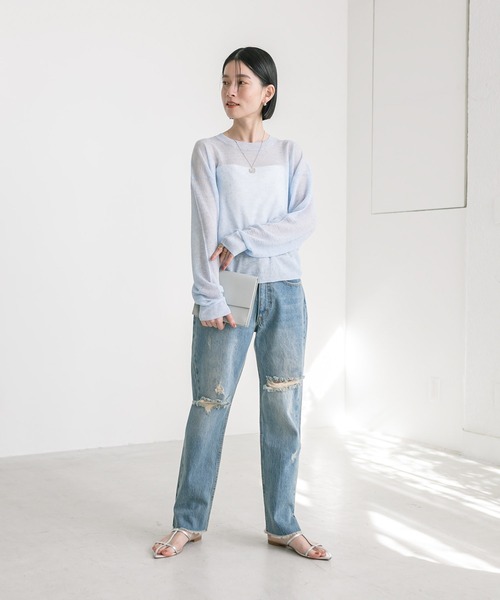 RIVE DROITE(リヴドロワ)の「シアークレープニット(ニット/セーター・レディース・サックスブルー/オフホワイト/グレー・FREE)」の22枚目の写真