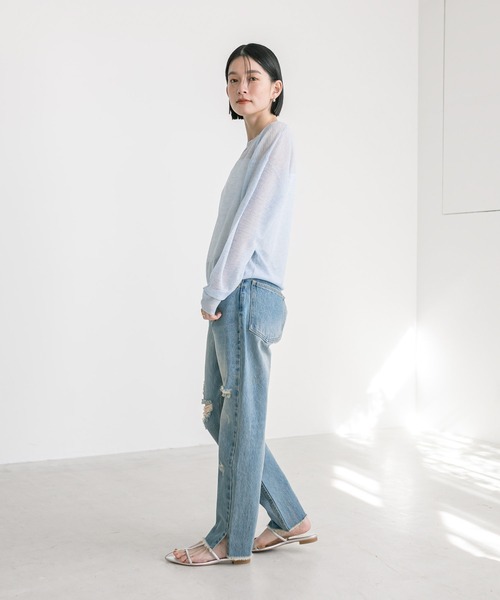 RIVE DROITE(リヴドロワ)の「シアークレープニット(ニット/セーター・レディース・サックスブルー/オフホワイト/グレー・FREE)」の17枚目の写真