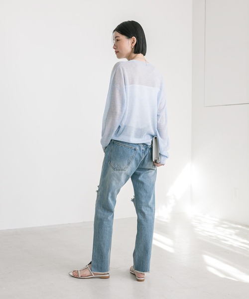 RIVE DROITE(リヴドロワ)の「シアークレープニット(ニット/セーター・レディース・サックスブルー/オフホワイト/グレー・FREE)」の10枚目の写真