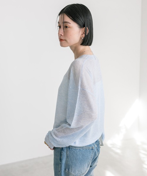 RIVE DROITE(リヴドロワ)の「シアークレープニット(ニット/セーター・レディース・サックスブルー/オフホワイト/グレー・FREE)」の8枚目の写真