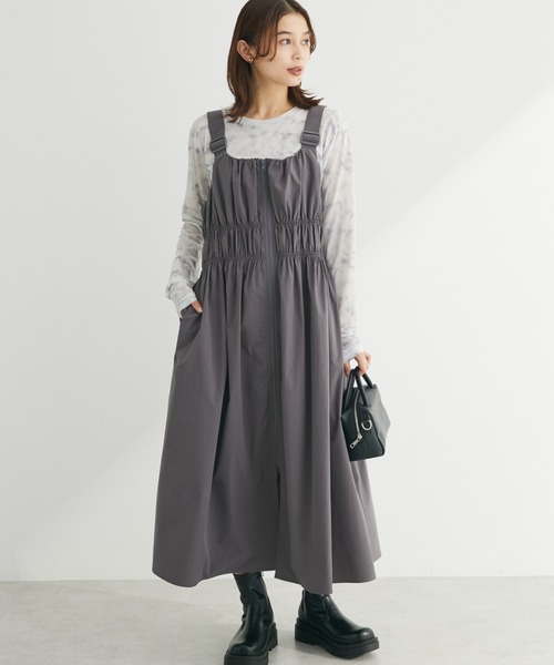 Sugar spoon（シュガースプーン）の「・SUGAR　SPOON　シャーリングジャンスカ（ワンピース・レディース・ライトカーキ/ブラック/チャコールグレー・FREE）」の3枚目の写真