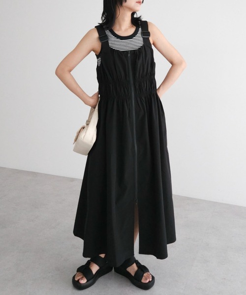 Sugar spoon（シュガースプーン）の「・SUGAR　SPOON　シャーリングジャンスカ（ワンピース・レディース・ライトカーキ/ブラック/チャコールグレー・FREE）」の2枚目の写真