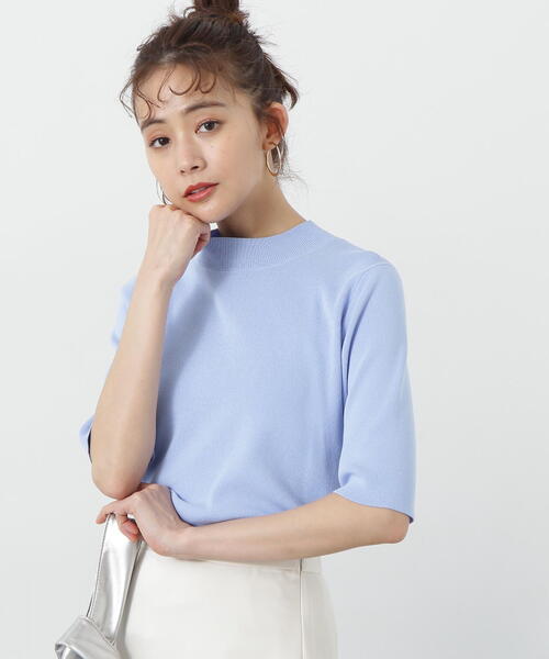 N.（N. Natural Beauty Basic）（エヌエヌナチュラルビューティーベーシック）の「◆総針ボトルネック５分袖ニット（ニット/セーター・レディース・ブラック/オフホワイト/グレー/ブルー/レッド/コーラルピンク/イエロー系その他・MEDIUM）」の17枚目の写真