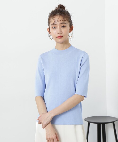 N.（N. Natural Beauty Basic）（エヌエヌナチュラルビューティーベーシック）の「◆総針ボトルネック５分袖ニット（ニット/セーター・レディース・ブラック/オフホワイト/グレー/ブルー/レッド/コーラルピンク/イエロー系その他・MEDIUM）」の22枚目の写真