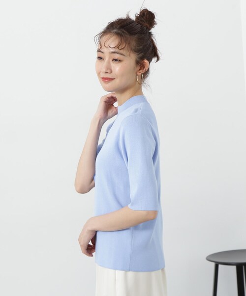 N.（N. Natural Beauty Basic）（エヌエヌナチュラルビューティーベーシック）の「◆総針ボトルネック５分袖ニット（ニット/セーター・レディース・ブラック/オフホワイト/グレー/ブルー/レッド/コーラルピンク/イエロー系その他・MEDIUM）」の13枚目の写真