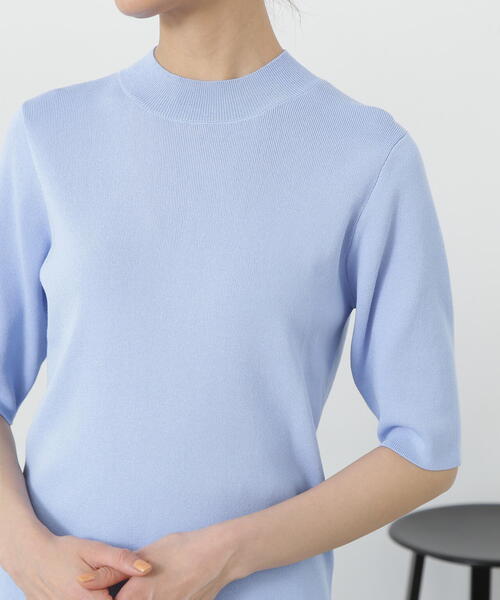 N.（N. Natural Beauty Basic）（エヌエヌナチュラルビューティーベーシック）の「◆総針ボトルネック５分袖ニット（ニット/セーター・レディース・ブラック/オフホワイト/グレー/ブルー/レッド/コーラルピンク/イエロー系その他・MEDIUM）」の15枚目の写真