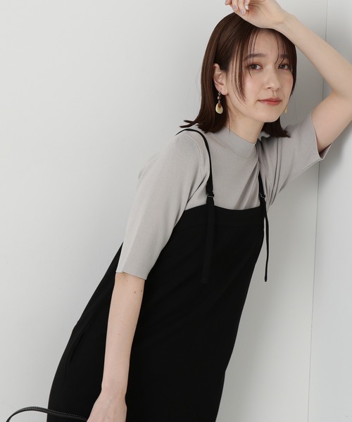 N.（N. Natural Beauty Basic）（エヌエヌナチュラルビューティーベーシック）の「◆総針ボトルネック５分袖ニット（ニット/セーター・レディース・ブラック/オフホワイト/グレー/ブルー/レッド/コーラルピンク/イエロー系その他・MEDIUM）」の4枚目の写真