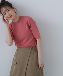 ◆総針ボトルネック５分袖ニット