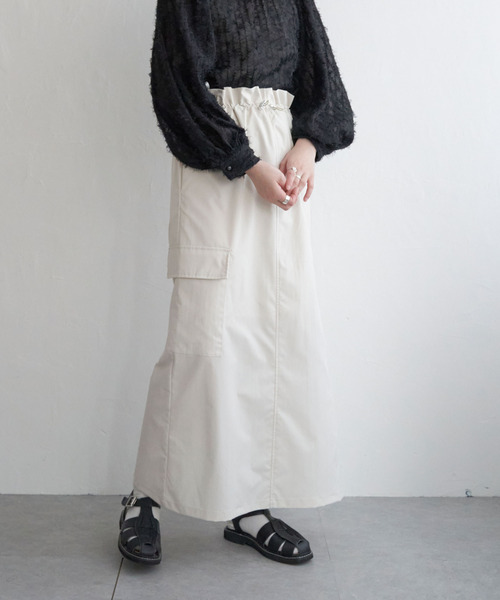 VENCEEXCHANGE（ヴァンスエクスチェンジ）の「ベネシャンギャザースカート（スカート・レディース・グリーン系その他/オフホワイト/グレー/チャコールグレー/ブラック・FREE）」の12枚目の写真