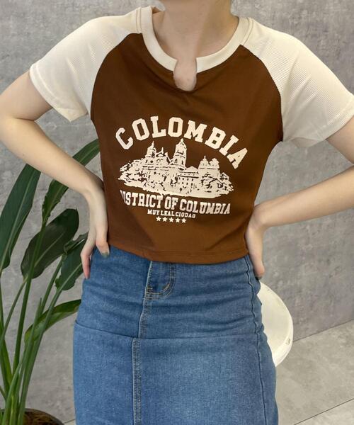 WEGO(ウィゴー)の「WEGO/リブショートCOLOMBIA T(Tシャツ/カットソー・レディース・アイボリー/ブラウン・FREE)」の13枚目の写真