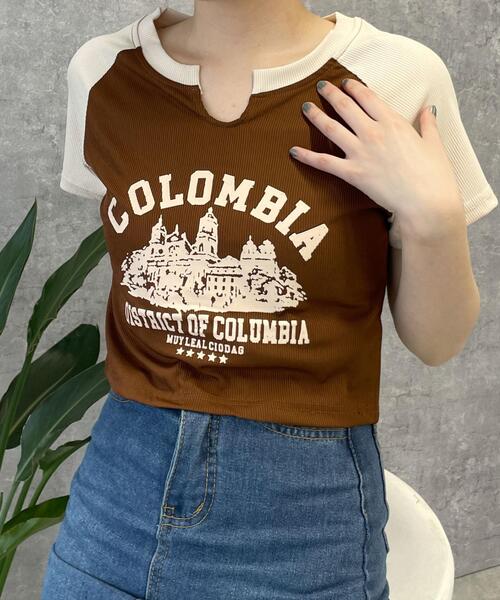 WEGO(ウィゴー)の「WEGO/リブショートCOLOMBIA T(Tシャツ/カットソー・レディース・アイボリー/ブラウン・FREE)」の14枚目の写真