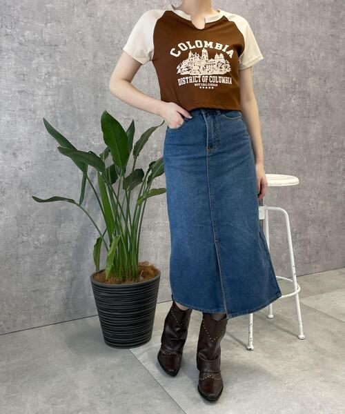 WEGO(ウィゴー)の「WEGO/リブショートCOLOMBIA T(Tシャツ/カットソー・レディース・アイボリー/ブラウン・FREE)」の15枚目の写真