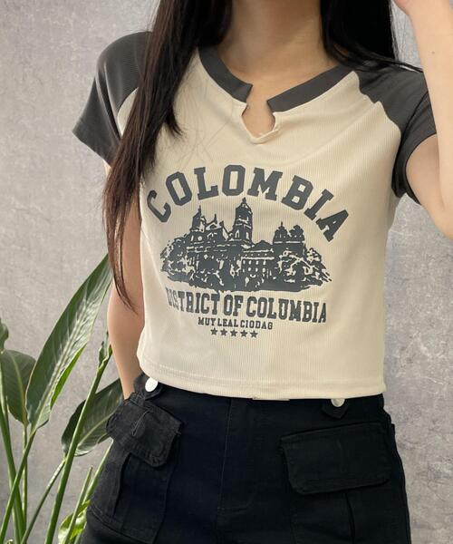 WEGO(ウィゴー)の「WEGO/リブショートCOLOMBIA T(Tシャツ/カットソー・レディース・アイボリー/ブラウン・FREE)」の6枚目の写真