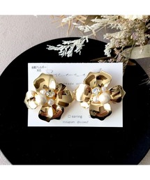 【S.coeuf】【S.coeuf】金属アレルギー対応ピアス コットンパールメタルフラワー(MA)