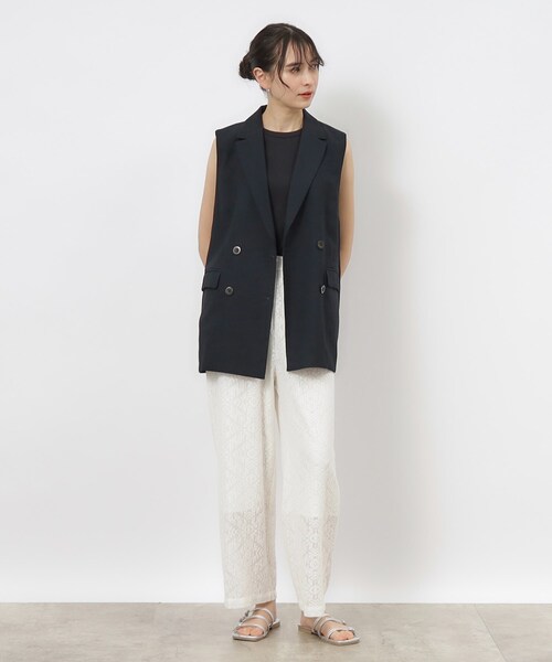 OPAQUE.CLIP（オペークドットクリップ）の「◆セットアップ対応 テーラードジレ【手洗い可】（ベスト・レディース・ライトベージュ/ブラウン系/ネイビー・40/38）」の17枚目の写真