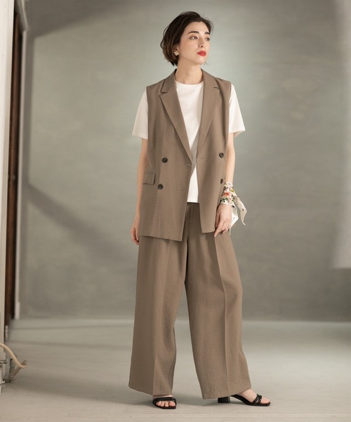 OPAQUE.CLIP（オペークドットクリップ）の「◆セットアップ対応 テーラードジレ【手洗い可】（ベスト・レディース・ライトベージュ/ブラウン系/ネイビー・40/38）」の7枚目の写真