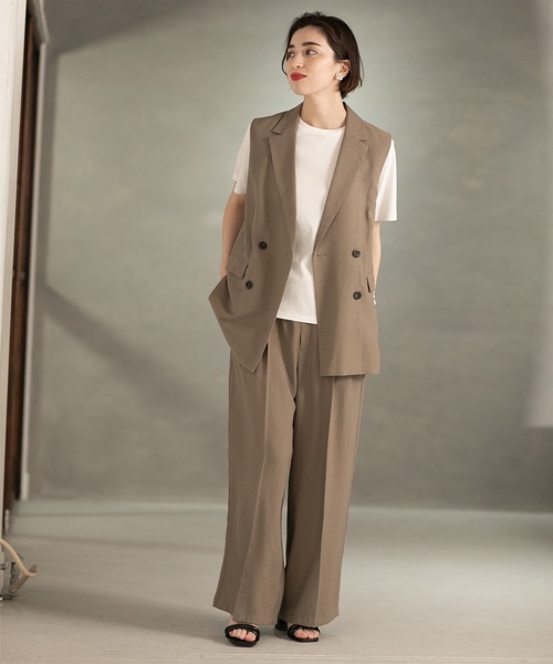 OPAQUE.CLIP（オペークドットクリップ）の「◆セットアップ対応 テーラードジレ【手洗い可】（ベスト・レディース・ライトベージュ/ブラウン系/ネイビー・40/38）」の8枚目の写真