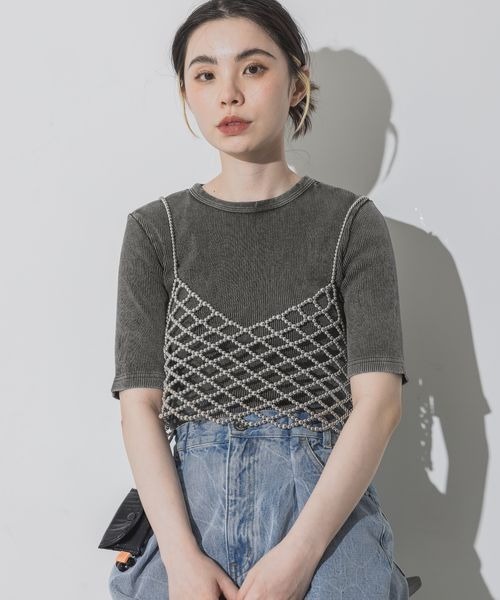 JEANASIS(ジーナシス)の「スノーダイリブクロップドSS/115352(Tシャツ/カットソー・レディース・ホワイト/ベージュ系その他/チャコールグレー・FREE)」の20枚目の写真