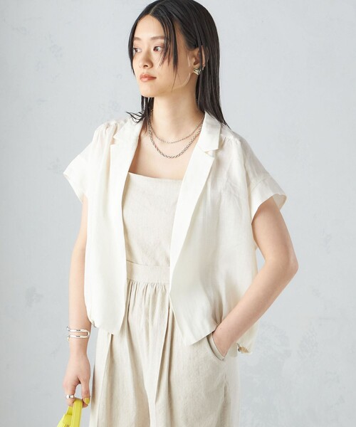 SHIPS(シップス)の「〈手洗い可能〉リネン ラペル デザイン 羽織 シャツ ◇(シャツ/ブラウス・レディース・ブラック/ホワイト/ブラウン・ONE SIZE)」の13枚目の写真