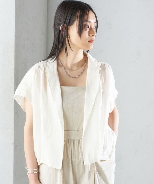 SHIPS(シップス)の「〈手洗い可能〉リネン ラペル デザイン 羽織 シャツ ◇(シャツ/ブラウス・レディース・ブラック/ホワイト/ブラウン・ONE SIZE)」の15枚目の写真