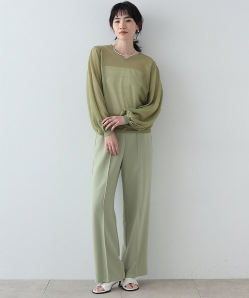 GALLEST（ギャレスト）の「◆シアーVネックプルオーバー（ニット/セーター・レディース・キャメル/アイボリー/ブラック/スモーキーグリーン系・38）」の17枚目の写真