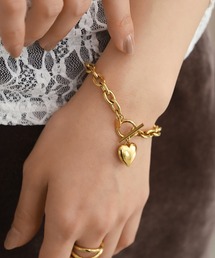 LHME | 【WEB限定】“Moment”ポイントハートチェーンブレスレット/サージカルステンレス(金属アレルギー対応)【LHME / エルエイチエムイー】(ブレスレット)