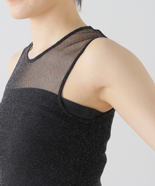 タンクトップ ノースリーブ 「TanC TOKYO/タンクトウキョウ」Sparking Tulle Skin Top レディース セール】【TanC TOKYO/タンクトウキョウ】SPARKLING TULLE