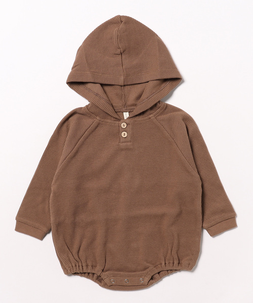 【セール】◆Quincy Mae◆WAFFLE HOODED BUBBLE ROMPER | PECAN（その他ベビー用品）｜IO（イオ）（イオ）