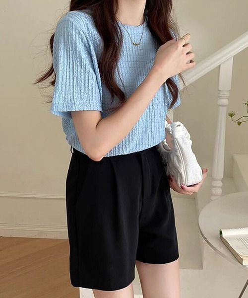 AMELY(エミリー)の「リップルTシャツ(Tシャツ/カットソー・レディース・ブラック/ブルー/モカ/ホワイト・M/L/XL)」の22枚目の写真