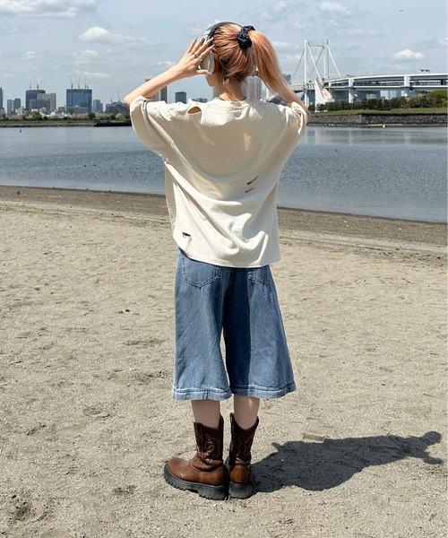 sedacle(セダクル)の「ダメージキラキラロゴTシャツ(Tシャツ/カットソー・メンズ・アイボリー/ブルー・SMALL/MEDIUM/LARGE)」の8枚目の写真