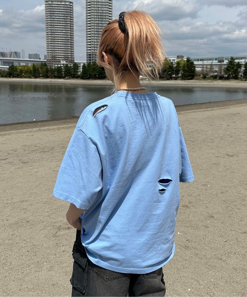 sedacle(セダクル)の「ダメージキラキラロゴTシャツ(Tシャツ/カットソー・メンズ・アイボリー/ブルー・SMALL/MEDIUM/LARGE)」の11枚目の写真