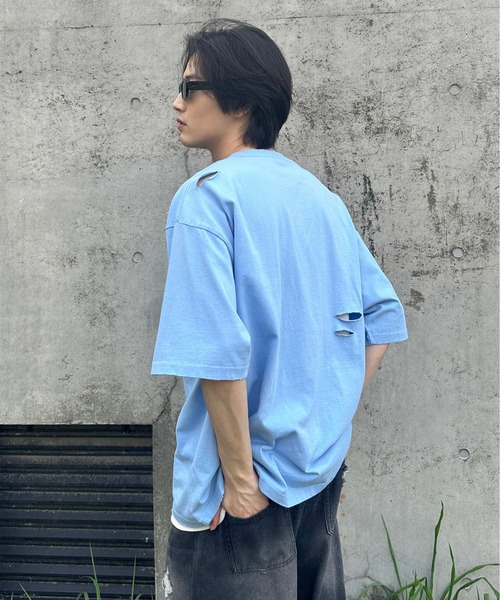 sedacle(セダクル)の「ダメージキラキラロゴTシャツ(Tシャツ/カットソー・メンズ・アイボリー/ブルー・SMALL/MEDIUM/LARGE)」の16枚目の写真
