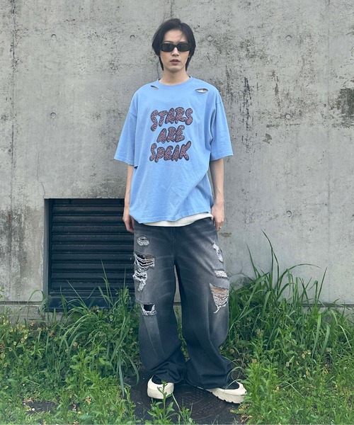 sedacle(セダクル)の「ダメージキラキラロゴTシャツ(Tシャツ/カットソー・メンズ・アイボリー/ブルー・SMALL/MEDIUM/LARGE)」の17枚目の写真