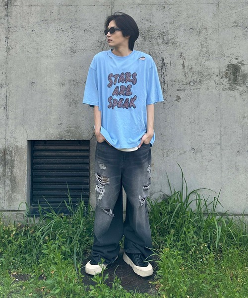 sedacle(セダクル)の「ダメージキラキラロゴTシャツ(Tシャツ/カットソー・メンズ・アイボリー/ブルー・SMALL/MEDIUM/LARGE)」の18枚目の写真