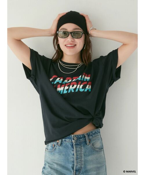 Ungrid(アングリッド)の「Captain America ロゴTee(Tシャツ/カットソー・レディース・オフホワイト/ブラック・FREE)」の5枚目の写真